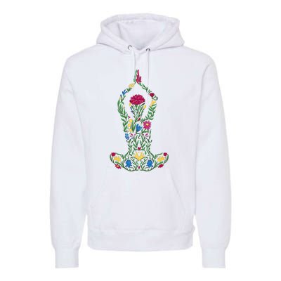 Floral Yoga Pose Premium Hoodie