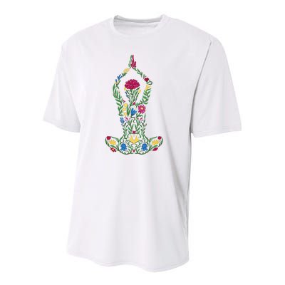 Floral Yoga Pose Youth Performance Sprint T-Shirt