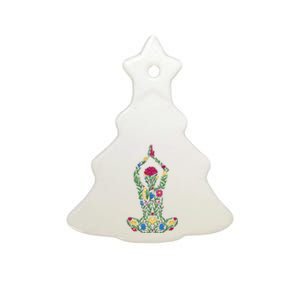 Floral Yoga Pose Ceramic Tree Ornament