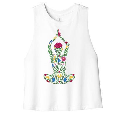 Floral Yoga Pose Women's Racerback Cropped Tank