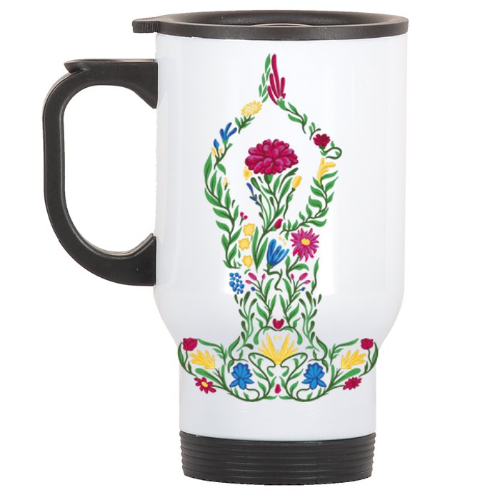 Floral Yoga Pose Stainless Steel Travel Mug