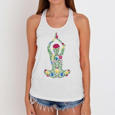 Floral Yoga Pose Women's Knotted Racerback Tank