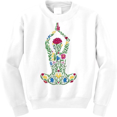 Floral Yoga Pose Kids Sweatshirt