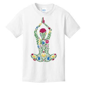 Floral Yoga Pose Kids T-Shirt