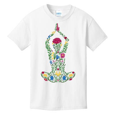 Floral Yoga Pose Kids T-Shirt