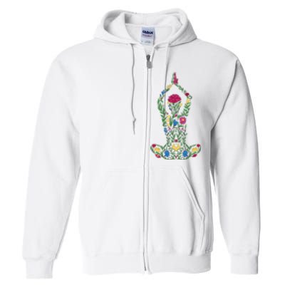 Floral Yoga Pose Full Zip Hoodie