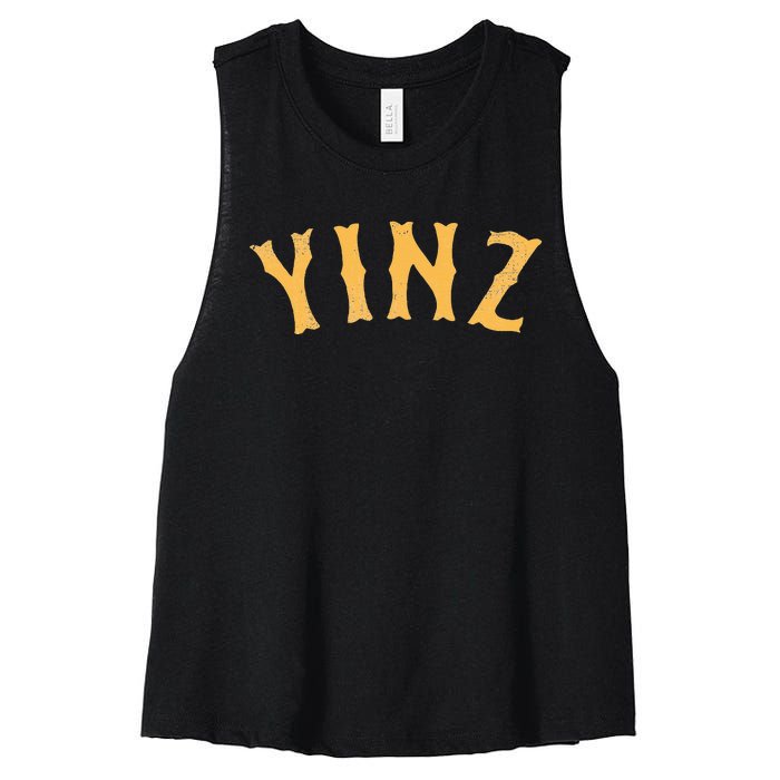 Funny Yinz Pittsburgh Pennsylvania Yinzer Souvenir Women's Racerback Cropped Tank