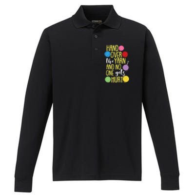 Funny Yarn Pun For Crocheting Lovers Gift Performance Long Sleeve Polo