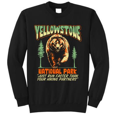 Funny Yellowstone Park Grizzly Bear Outrun Hiking Partners Sweatshirt