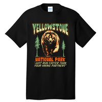 Funny Yellowstone Park Grizzly Bear Outrun Hiking Partners Tall T-Shirt