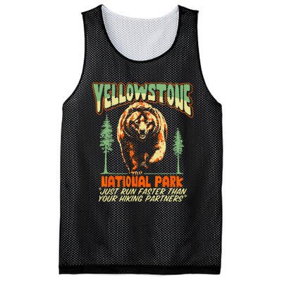 Funny Yellowstone Park Grizzly Bear Outrun Hiking Partners Mesh Reversible Basketball Jersey Tank