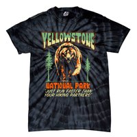 Funny Yellowstone Park Grizzly Bear Outrun Hiking Partners Tie-Dye T-Shirt