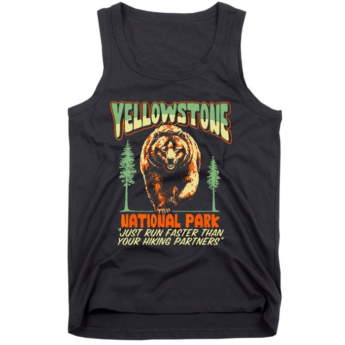 Funny Yellowstone Park Grizzly Bear Outrun Hiking Partners Tank Top