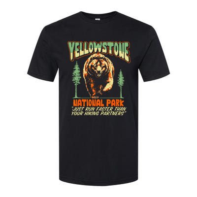 Funny Yellowstone Park Grizzly Bear Outrun Hiking Partners Softstyle CVC T-Shirt