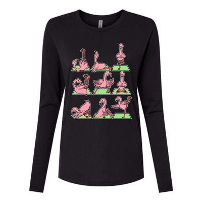 Flamingo Yoga Poses Meditation Namaste Spiritual Zen Gift Womens Cotton Relaxed Long Sleeve T-Shirt