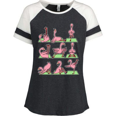 Flamingo Yoga Poses Meditation Namaste Spiritual Zen Gift Enza Ladies Jersey Colorblock Tee