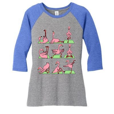 Flamingo Yoga Poses Meditation Namaste Spiritual Zen Gift Women's Tri-Blend 3/4-Sleeve Raglan Shirt