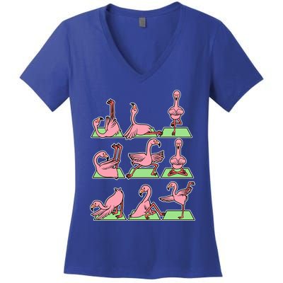 Flamingo Yoga Poses Meditation Namaste Spiritual Zen Gift Women's V-Neck T-Shirt