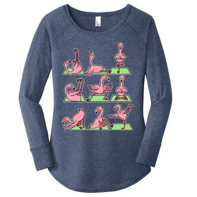 Flamingo Yoga Poses Meditation Namaste Spiritual Zen Gift Women's Perfect Tri Tunic Long Sleeve Shirt