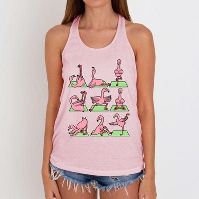 Flamingo Yoga Poses Meditation Namaste Spiritual Zen Gift Women's Knotted Racerback Tank