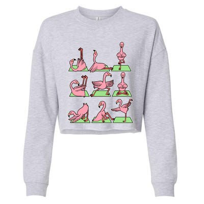 Flamingo Yoga Poses Meditation Namaste Spiritual Zen Gift Cropped Pullover Crew