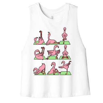 Flamingo Yoga Poses Meditation Namaste Spiritual Zen Gift Women's Racerback Cropped Tank