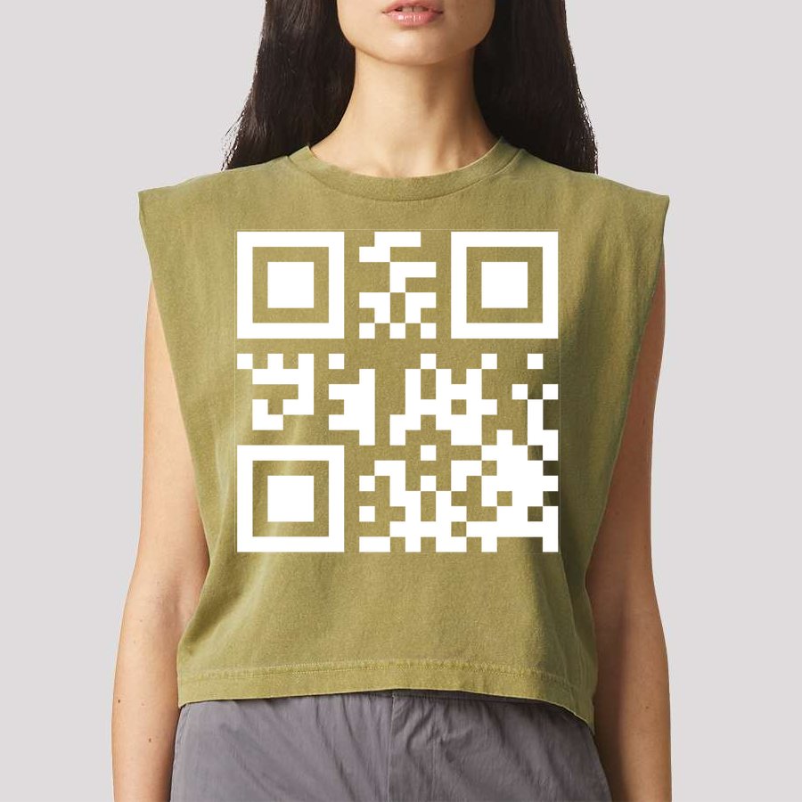 Fuck You Qr Code Funny Offensive Joke Garment-Dyed Women's Muscle Tee