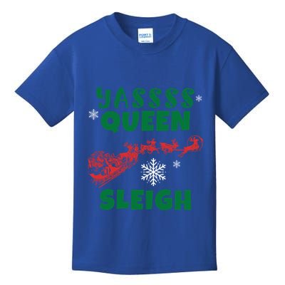 Funny Yas Queen Christmas Sleigh Santa Gift Kids T-Shirt