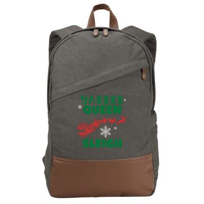 Funny Yas Queen Christmas Sleigh Santa Gift Cotton Canvas Backpack