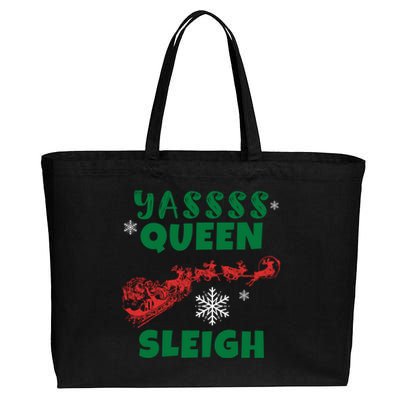 Funny Yas Queen Christmas Sleigh Santa Gift Cotton Canvas Jumbo Tote