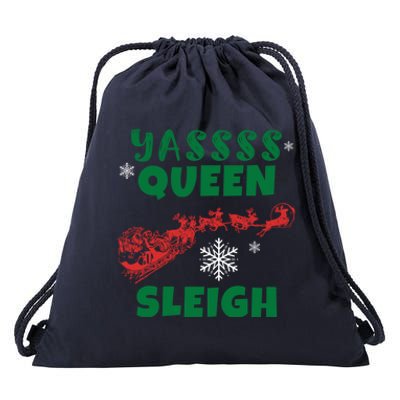 Funny Yas Queen Christmas Sleigh Santa Gift Drawstring Bag