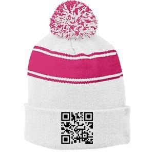 Fuck You Qr Code Stripe Pom Pom Beanie