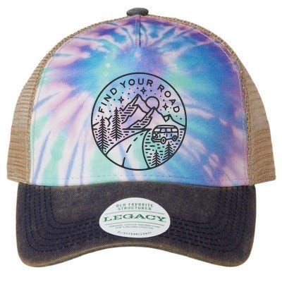 Find Your Road To Mountains For Camping Legacy Tie Dye Trucker Hat