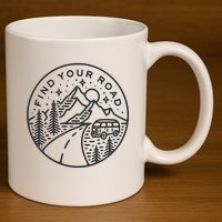 Find Your Road To Mountains For Camping 11oz C Handle Ceramic Mug
