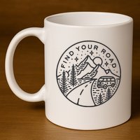 Find Your Road To Mountains For Camping 11oz C Handle Ceramic Mug