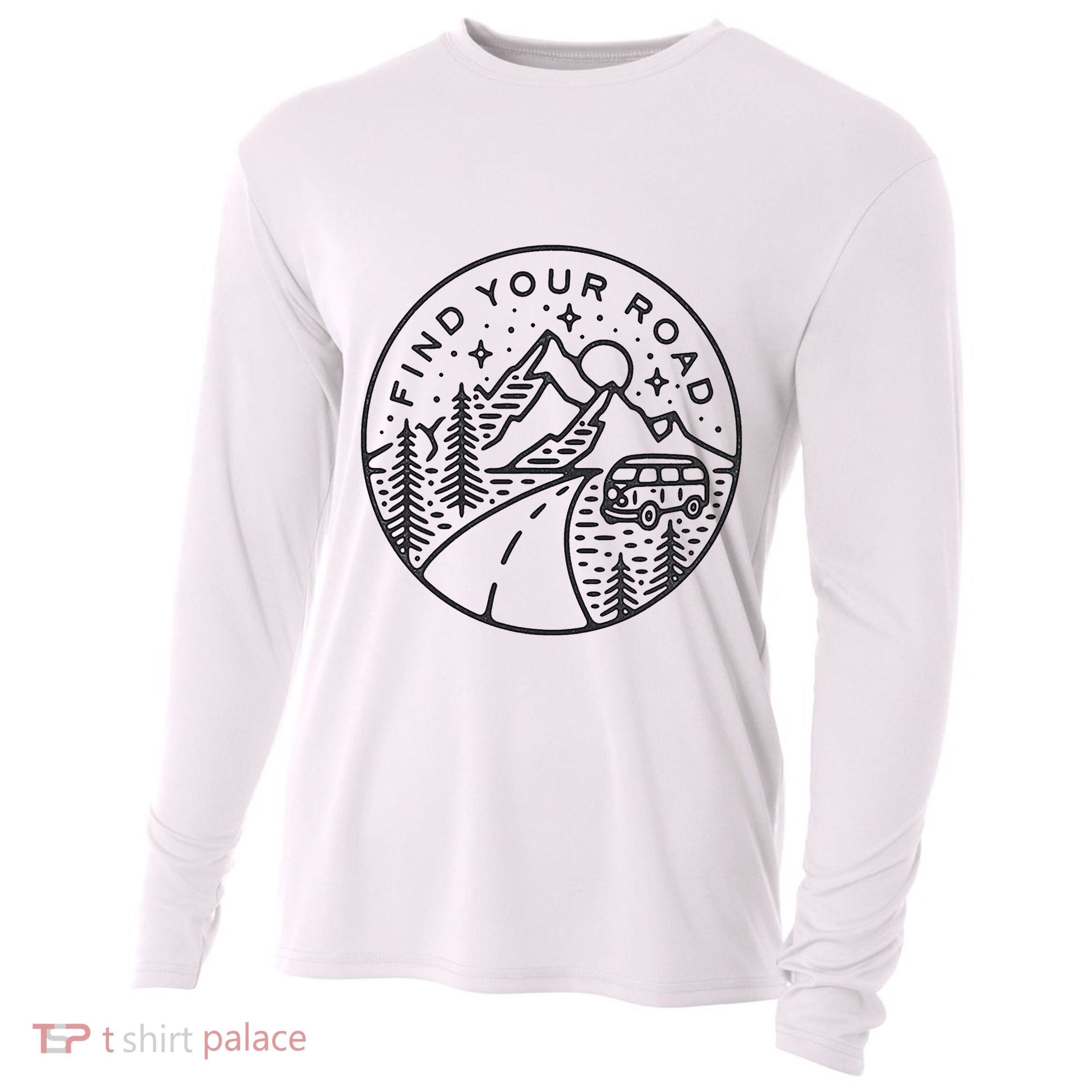 Find Your Road To Mountains For Camping Cooling Performance Long Sleeve Crew