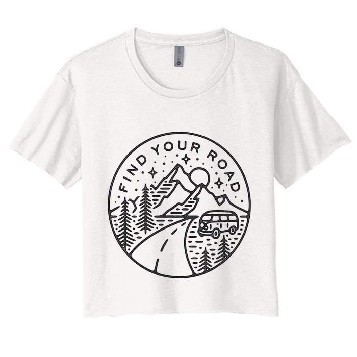 Find Your Road To Mountains For Camping Women's Crop Top Tee
