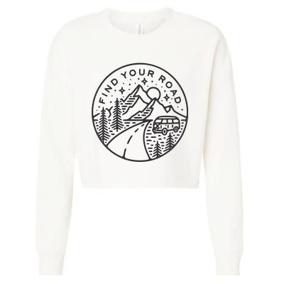 Find Your Road To Mountains For Camping Cropped Pullover Crew