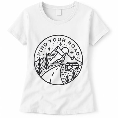 Find Your Road To Mountains For Camping Womens T-Shirt
