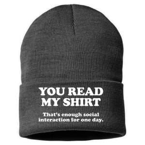 Funny You Read My Shirt That Enough Social Interaction For One Day Sustainable Knit Beanie