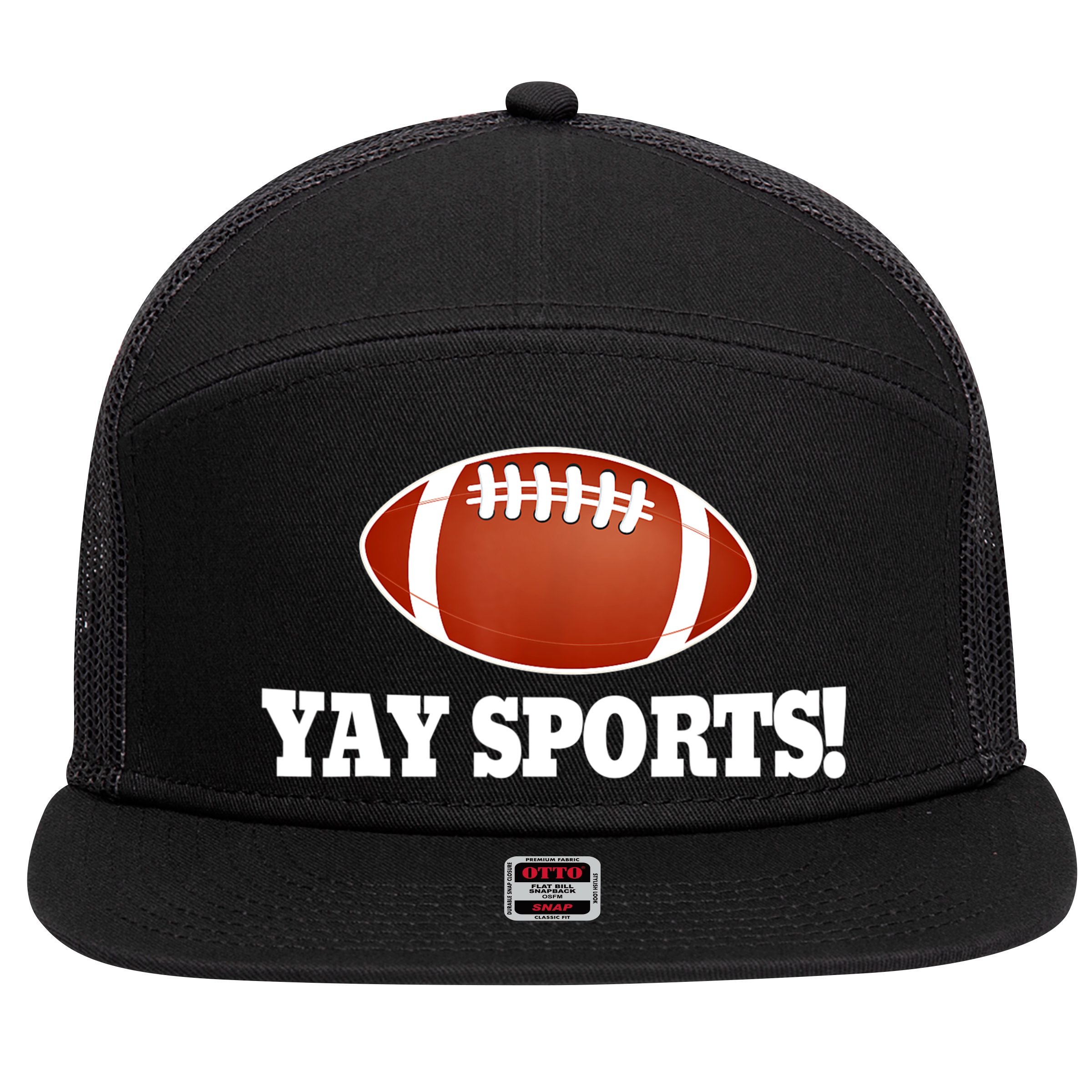 Funny Yay Sports Football 7 Panel Mesh Trucker Snapback Hat