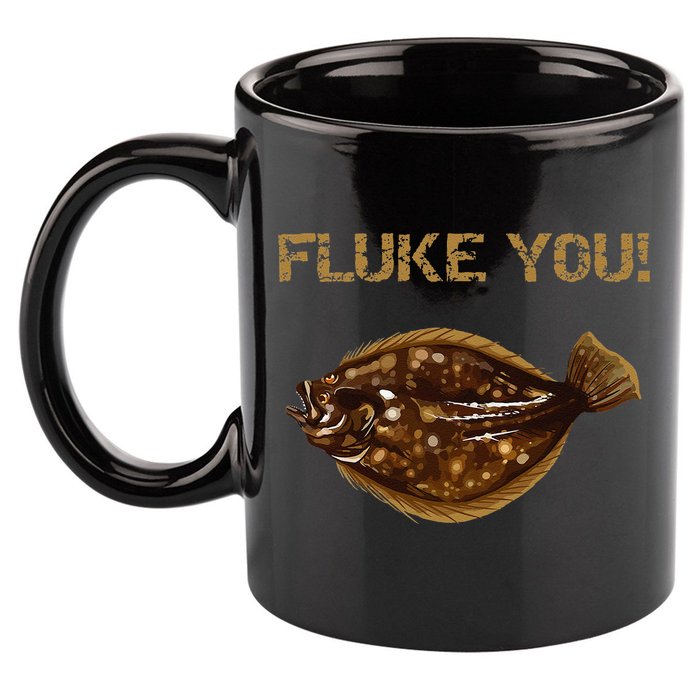 Fluke You! Summer Flounder Fishing Fluke 11oz C Handle Ceramic Mug