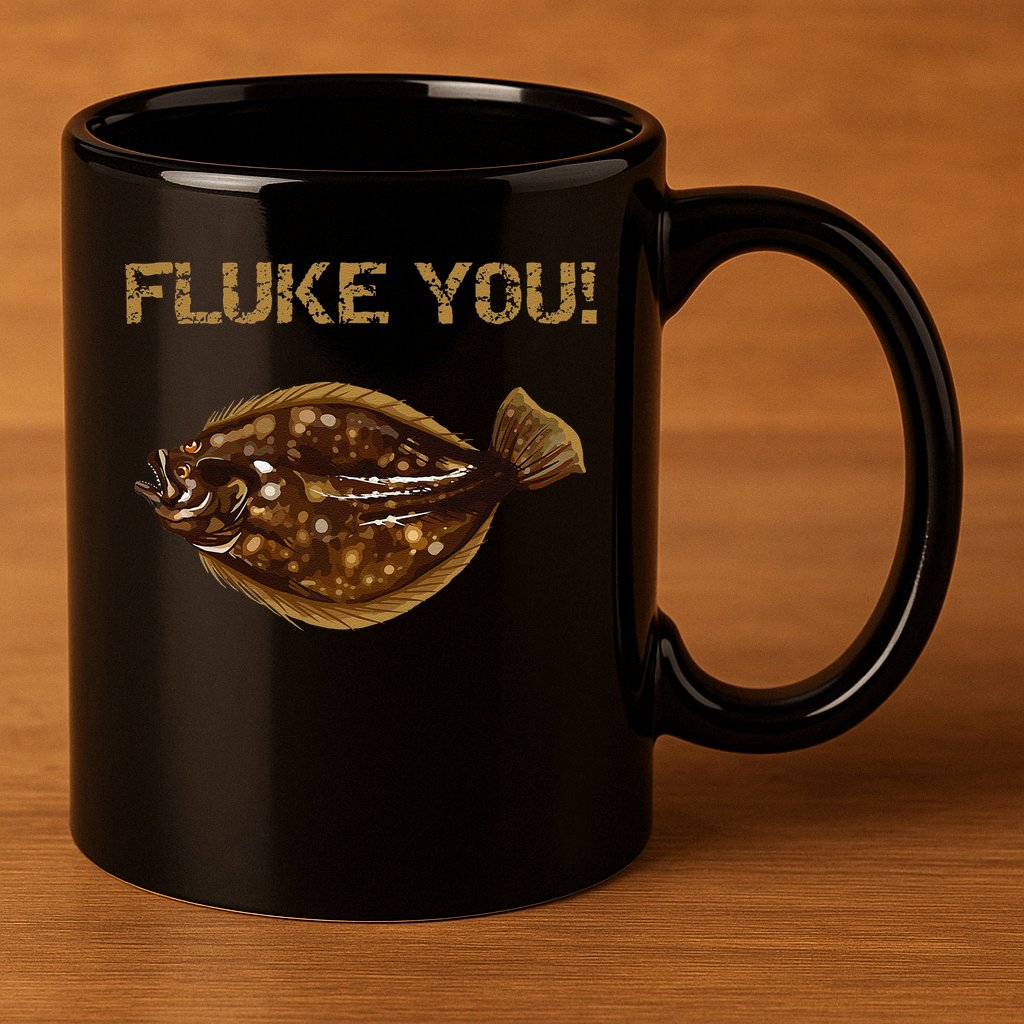 Fluke You! Summer Flounder Fishing Fluke 11oz C Handle Ceramic Mug