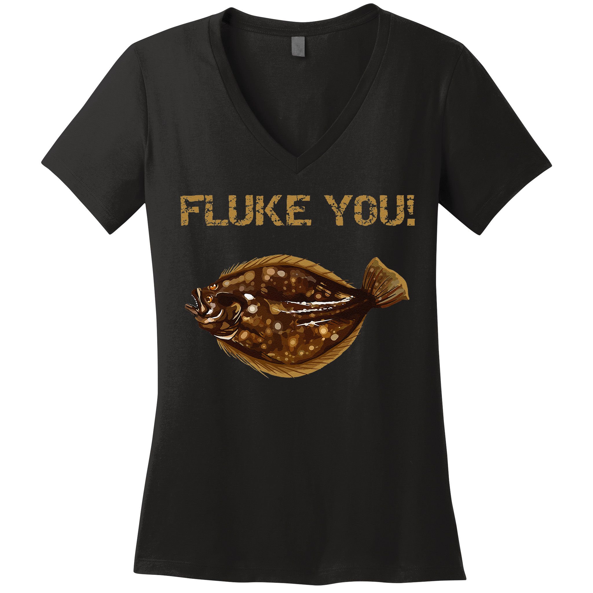 Fluke You! Summer Flounder Fishing Fluke Women's V-Neck T-Shirt