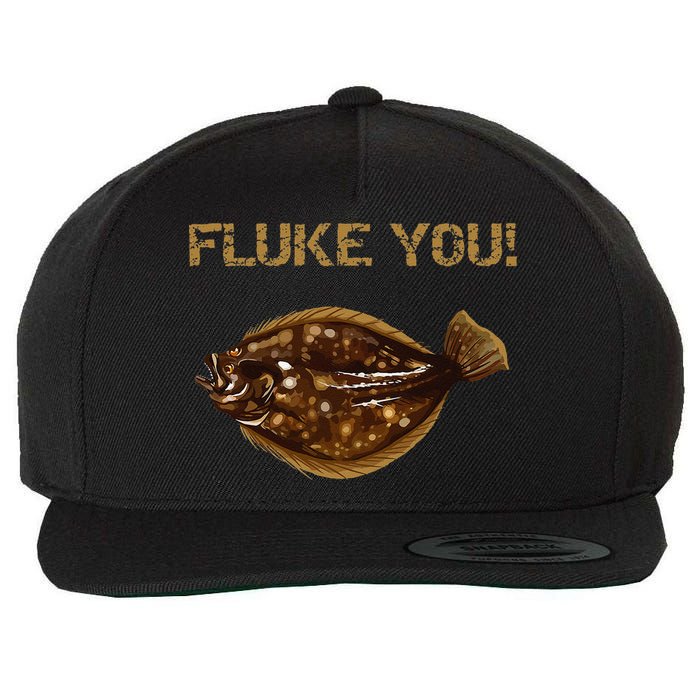Fluke You! Summer Flounder Fishing Fluke Wool Snapback Cap