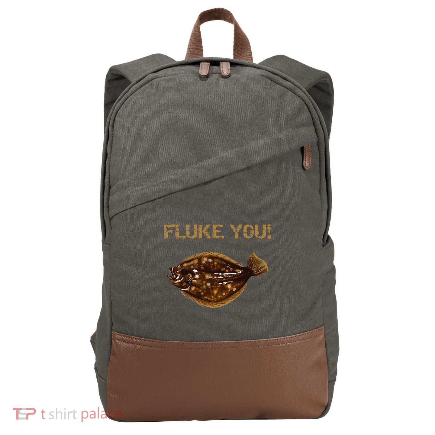 Fluke You! Summer Flounder Fishing Fluke Cotton Canvas Backpack