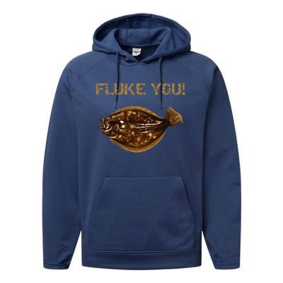 Fluke You! Summer Flounder Fishing Fluke Performance Fleece Hoodie