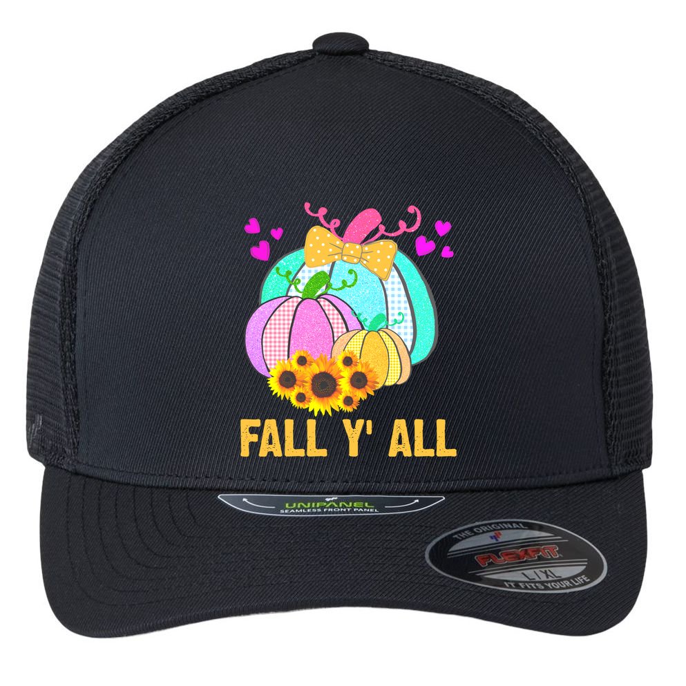 Fall Y'all Season Cute Gift For Her Flexfit Unipanel Trucker Cap