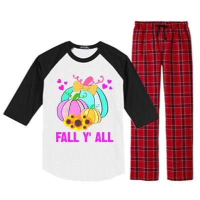 Fall Y'all Season Cute Gift For Her Raglan Sleeve Pajama Set