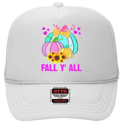 Fall Y'all Season Cute Gift For Her High Crown Mesh Back Trucker Hat